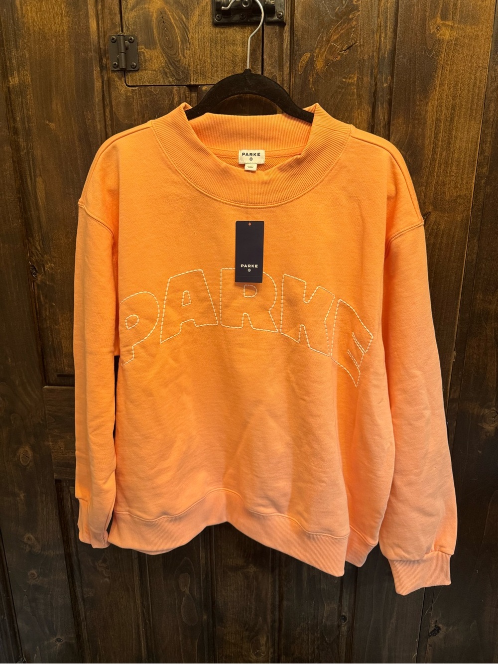 Parke x Target Orange Sweatshirt with White Stitched Logo Detail